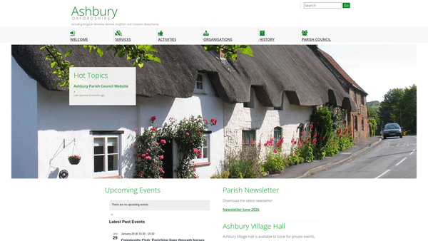 Screenshot of the The Village Hall Ashbury website
