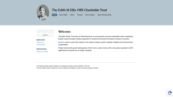 Screenshot of the The Edith Maud Ellis 1985 Charitable Trust website