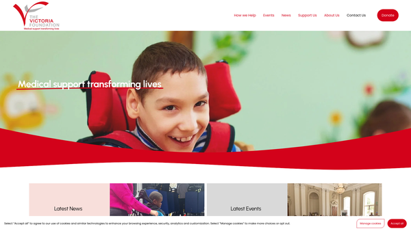 Screenshot of the The Victoria Foundation website