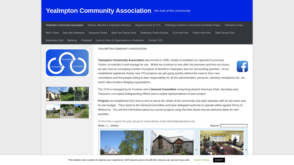 Screenshot of the The Yealmpton Community Association website