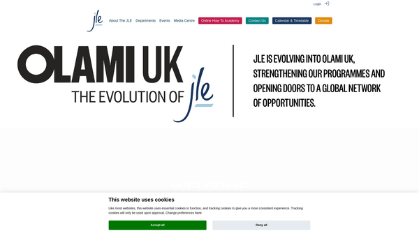 Screenshot of the Jle website