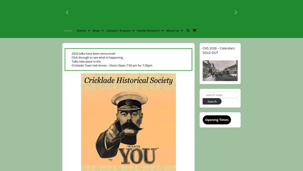 Screenshot of the Cricklade Historical Society website