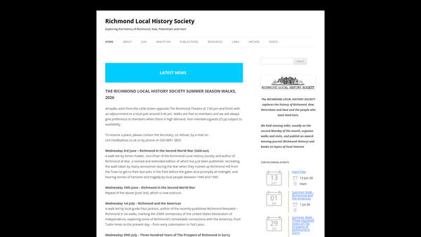 Screenshot of the Richmond Local History Society website