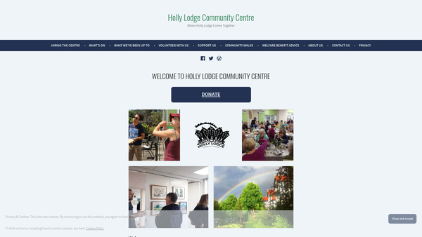 Screenshot of the Holly Lodge Community Centre Limited website