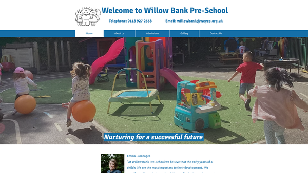 Screenshot of the Willow Bank Pre-School website