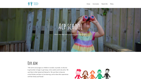 Screenshot of the Alconbury Community Pre-School website