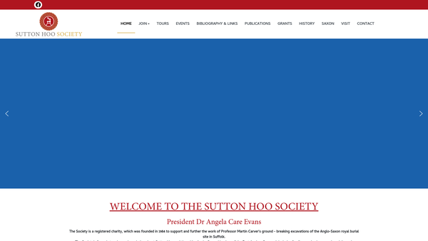 Screenshot of the The Sutton Hoo Society website