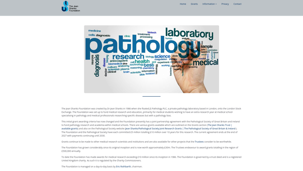 Screenshot of the The Jean Shanks Foundation website