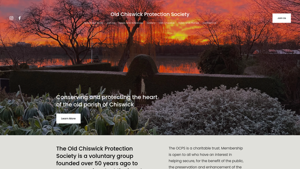 Screenshot of the Old Chiswick Protection Society website