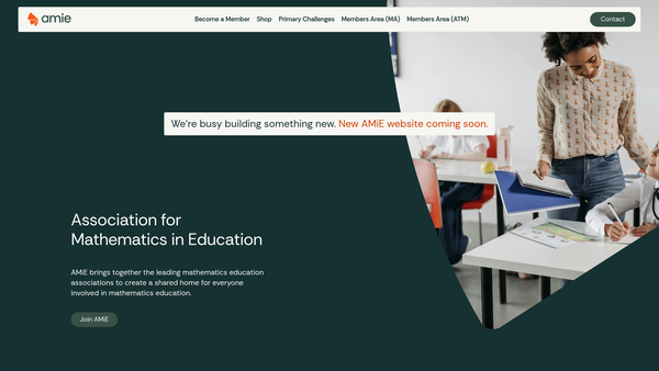 Screenshot of the Association Of Teachers Of Mathematics website