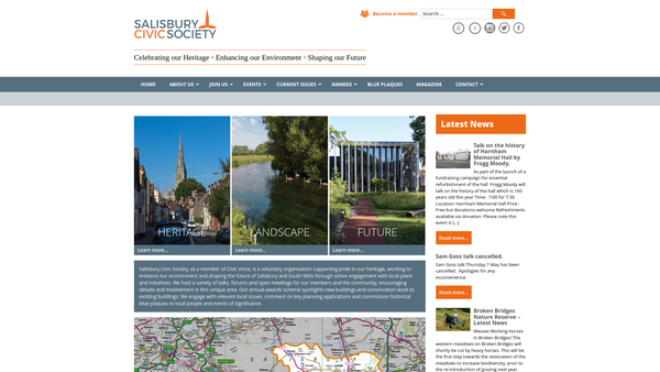 Screenshot of the The Salisbury Civic Society website