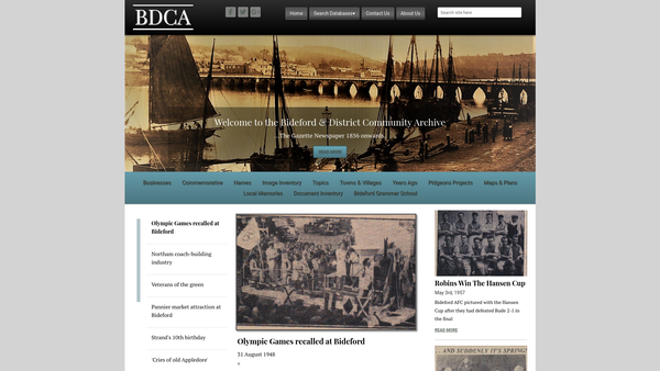 Screenshot of the Bideford And District Community Archive Council website