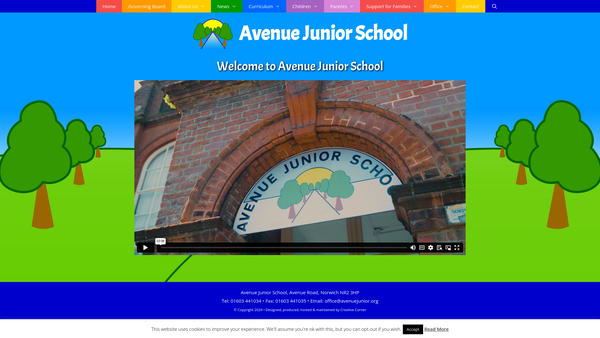 Screenshot of the Avenue Junior School PTA website