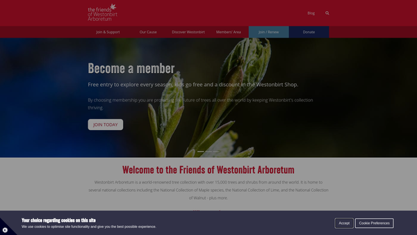 Screenshot of the Friends Of Westonbirt Arboretum website
