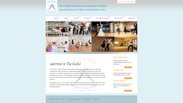 Screenshot of the The Guild Of Professional Teachers Of Dancing Benevolent Fund website