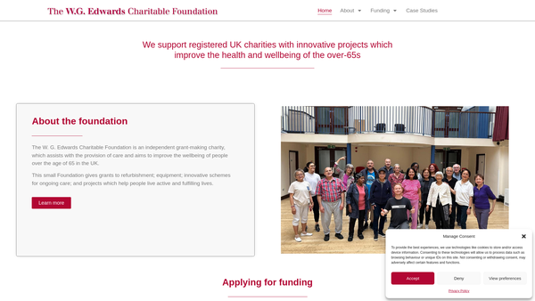Screenshot of the W G Edwards Charitable Foundation website