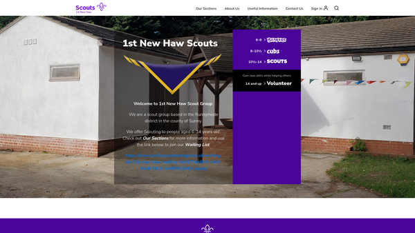 Screenshot of the 1st New Haw Scout Group website