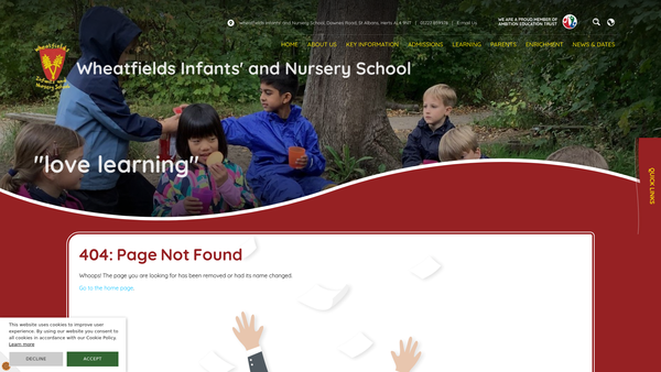 Screenshot of the Friends Of Wheatfields Infants And Nursery School website
