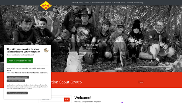 Screenshot of the 1st Claydon Scout Group website