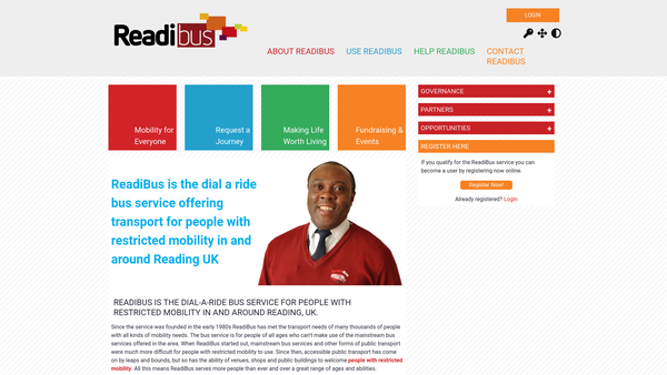 Screenshot of the Readibus website