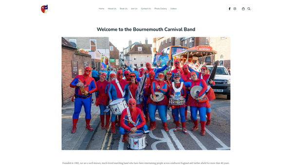 Screenshot of the Bournemouth Carnival Band website