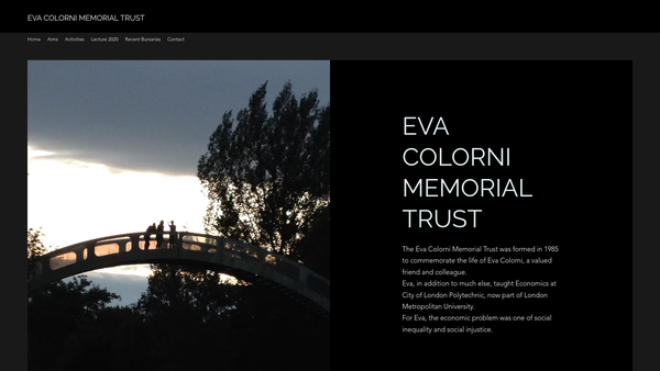 Screenshot of the The Eva Colorni Memorial Trust website