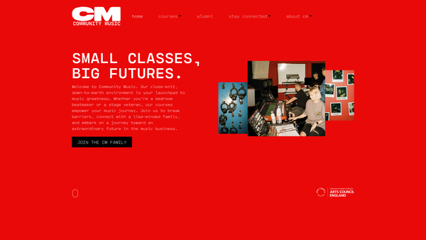 Screenshot of the Community Music Limited website