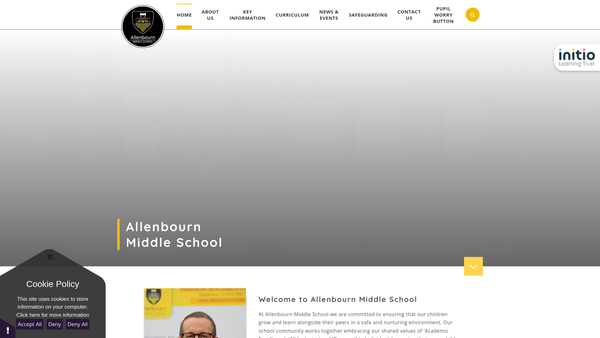 Screenshot of the Allenbourn Middle School Parents' Association website