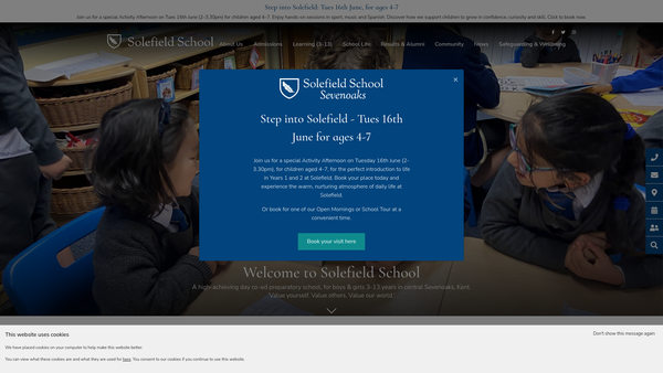 Screenshot of the Solefield School Educational Trust Limited website