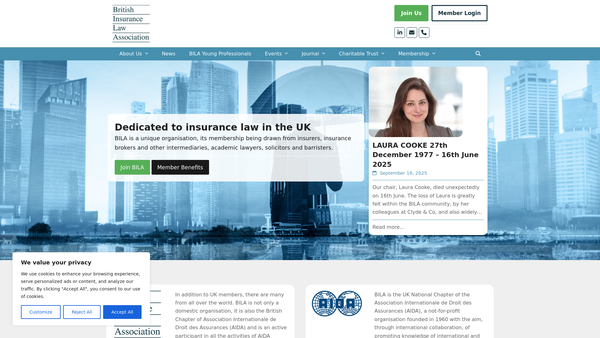 Screenshot of the British Insurance Law Association Charitable Trust website