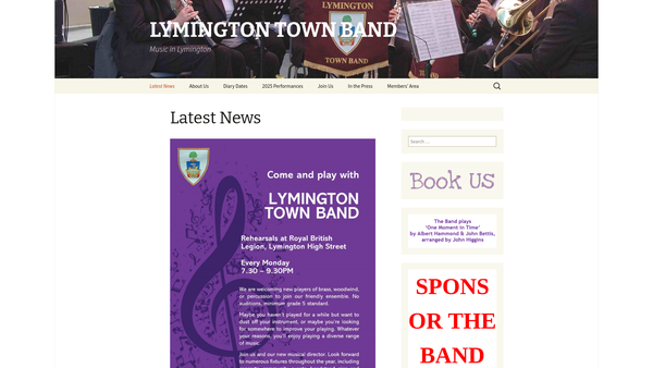 Screenshot of the Lymington Town Band website