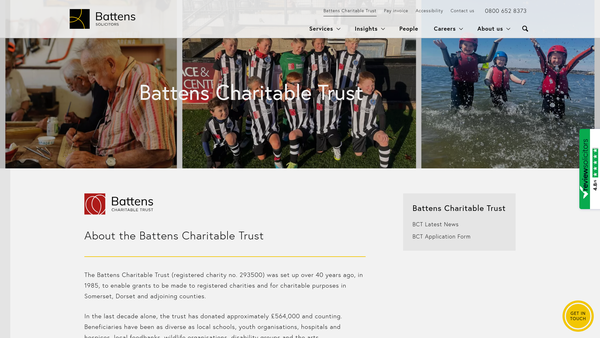 Screenshot of the Battens Charitable Trust website