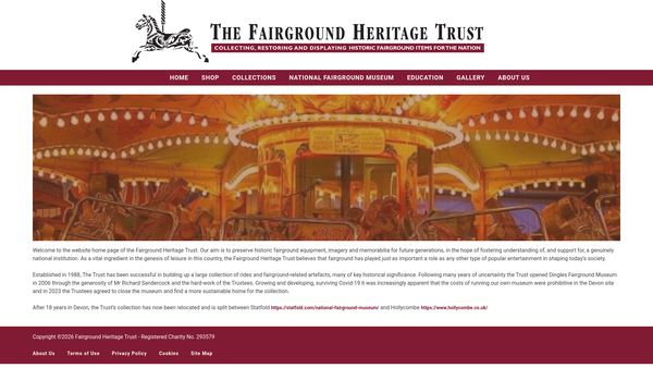 Screenshot of the The Fairground Heritage Trust website