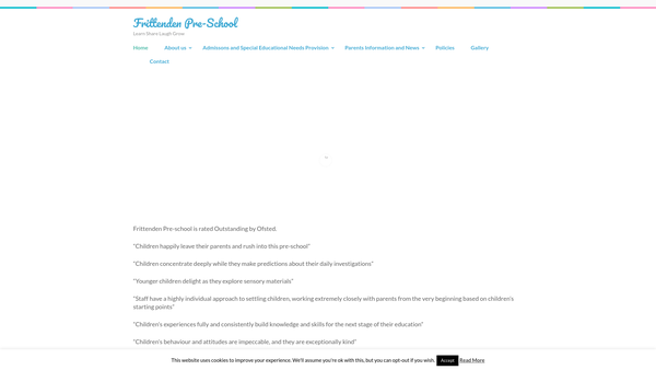 Screenshot of the Frittenden Preschool website
