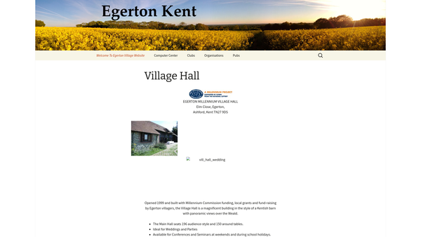 Screenshot of the Egerton Village Hall website