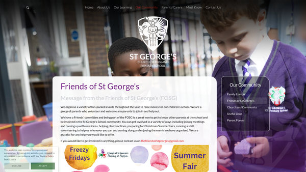 Screenshot of the Friends Of St George's (Bickley) CE Primary School website