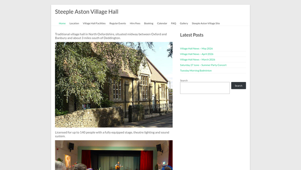 Screenshot of the Stapleford Abbotts Village Hall Association website