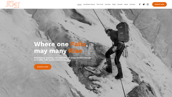 Screenshot of the Jonathan Conville Memorial Trust website