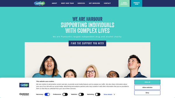 Screenshot of the The Harbour Centre (Plymouth) website