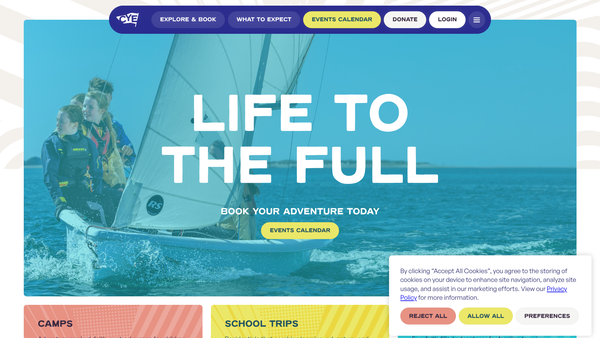 Screenshot of the Christian Youth Enterprises Sailing Centre website