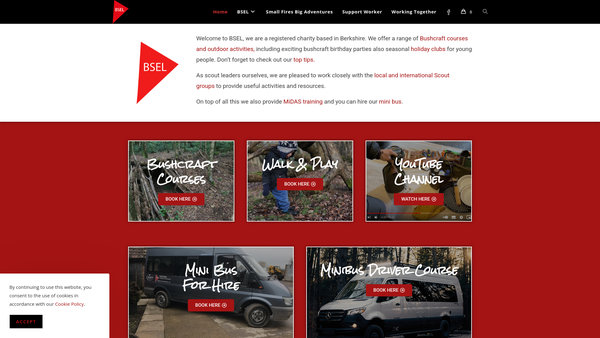 Screenshot of the Berkshire Scout Enterprises Limited website