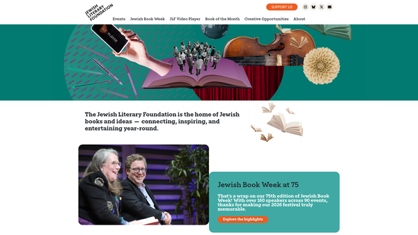 Screenshot of the Jewish Literary Foundation website