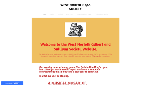 Screenshot of the West Norfolk Gilbert And Sullivan Operatic Society website