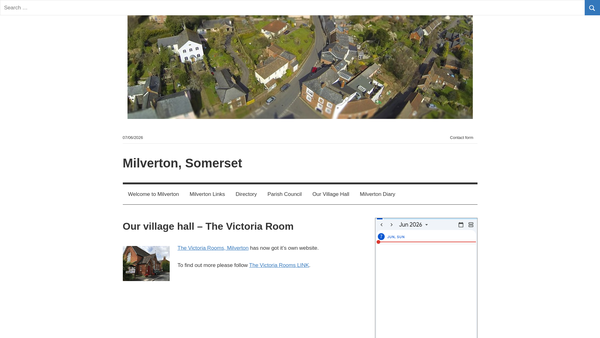 Screenshot of the The Milverton Victoria Rooms website