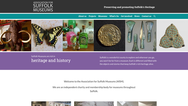 Screenshot of the Association For Suffolk Museums website