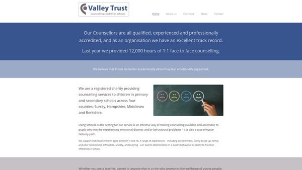 Screenshot of the The Valley Trust website