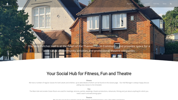 Screenshot of the The Vera Fletcher Hall Association website