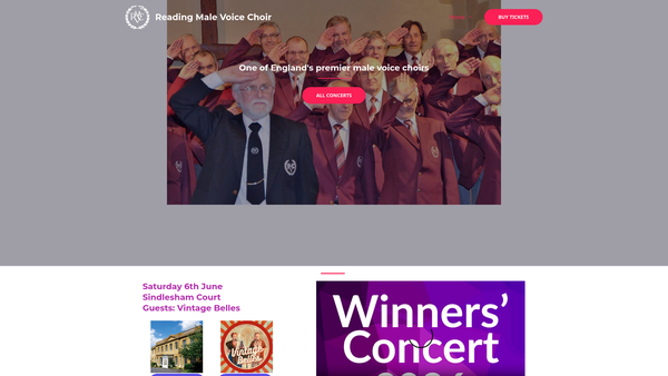 Screenshot of the Reading Male Voice Choir website