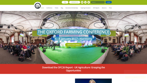 Screenshot of the The Oxford Farming Conference website