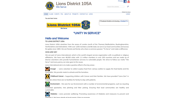 Screenshot of the Lions Club International District 105a Charity Trust website